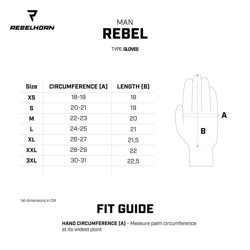 Rebelhorn Sport Mc-Handskar Rebel Svart