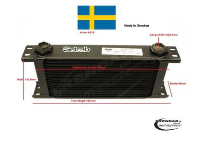 oljekylare 16 rader cellpaket L: 283 mm H: 121,9 mm