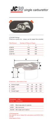 JC30 Basplatta passande ITG förgasarluftfilter,