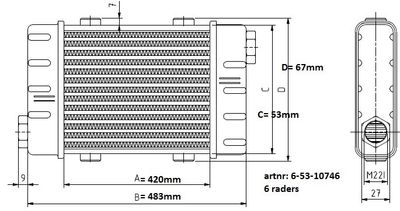 Setrab Slimline Oljekylare 6 Rader
