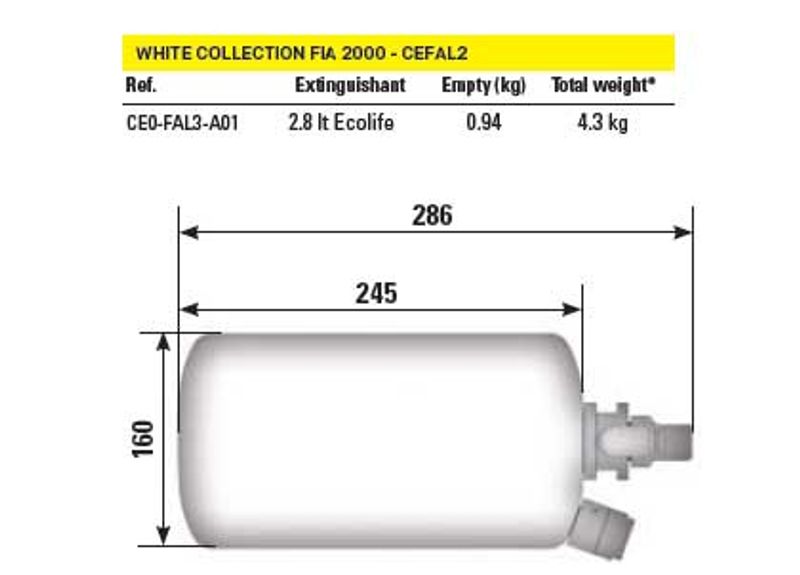 CEFAL 2 Formula brandsläckare 2,8 l elektrisk racing,