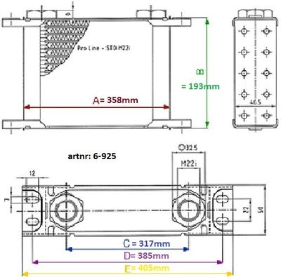 Oljekylare 25 rad cellpaket L: 358 mm H: 317 mm