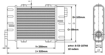 Oljekyl Slimline L:250mm 10rad