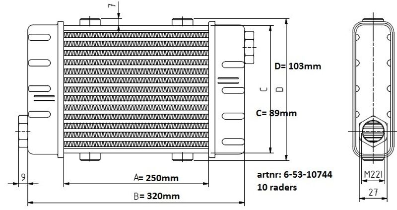 Setrab Slimline 10 Raders Oljekylare