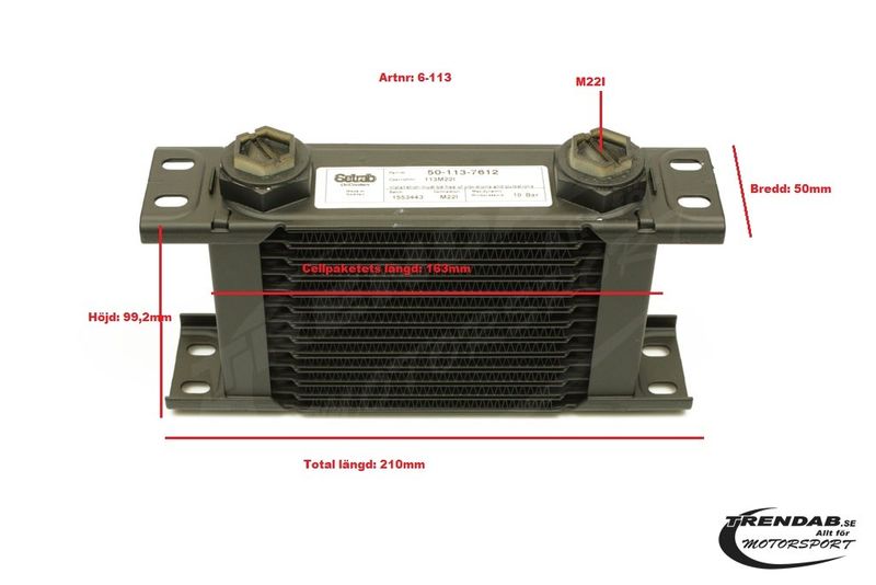 Oljekylare 13 rader cellpaket L: 163 mm H: 99,2 mm