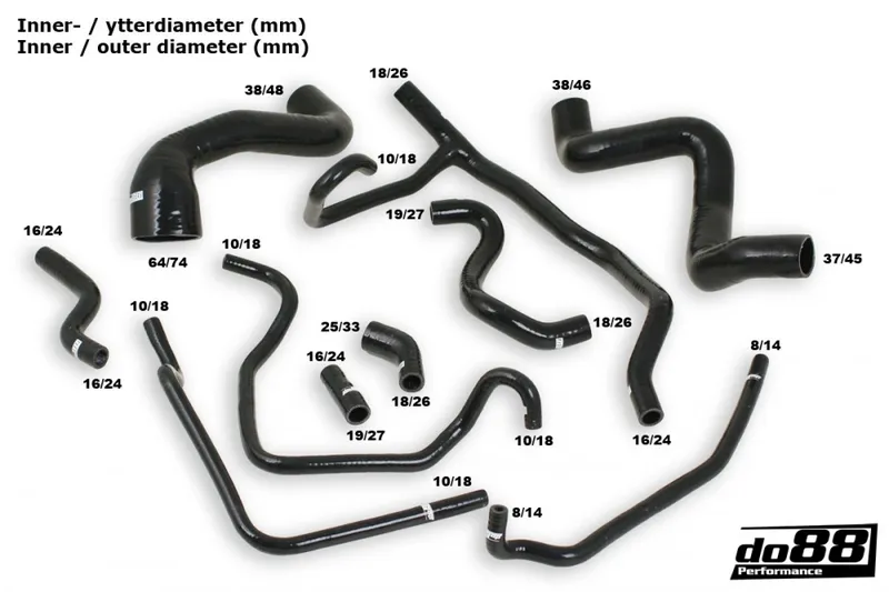 Porsche 968 Kylarslangar Svart