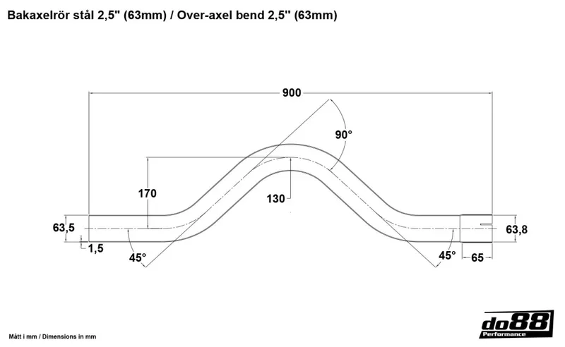 Bakaxelrör stål 2,5" (63 mm)