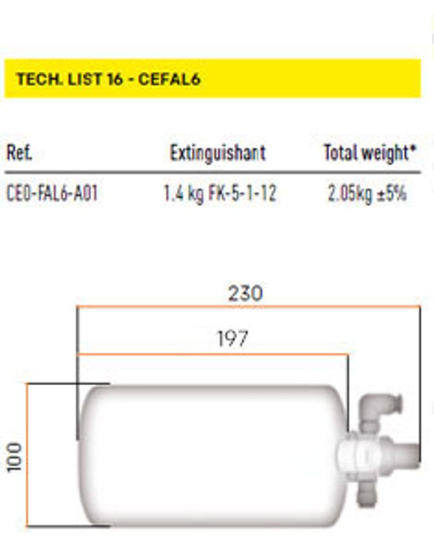 OMP CEFAL6 1.4 kg – Elektriskt släcksystem FIA List 16