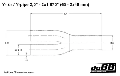 Y-rör 2,5" – 2x1,875" (63–2x48 mm)