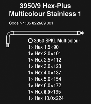 WERA 967 SPKL/9 TORX BO Multicolour