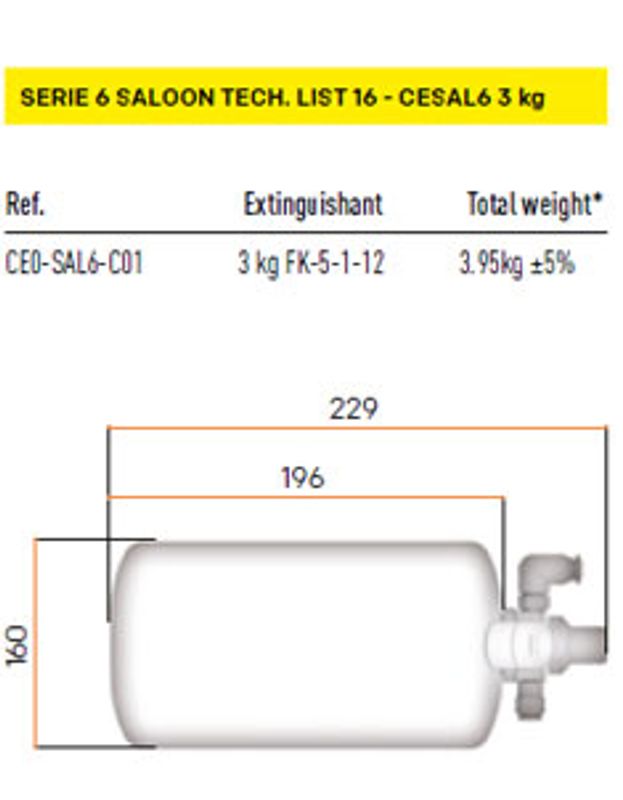 OMP CESAL6 3 kg – Elektriskt släcksystem FIA List 16