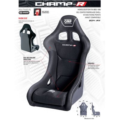 OMP Champ-R Fiberglas Racingstol FIA 8855-1999