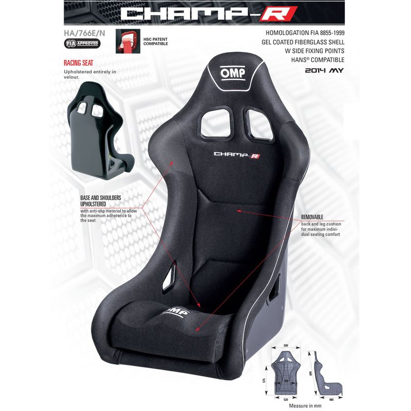 OMP Champ-R Fiberglas Racingstol