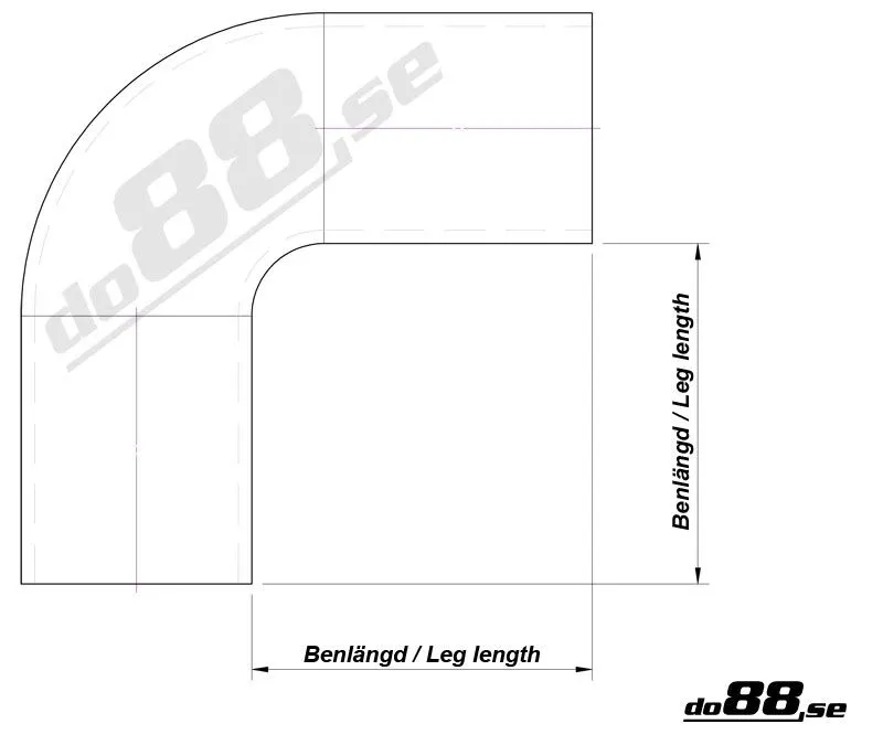Silikonslang Svart 90° 1,25–1,5" (32–38 mm)
