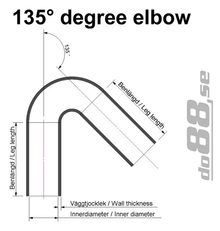 Silikonslang Svart 135° 1,25" (32mm)