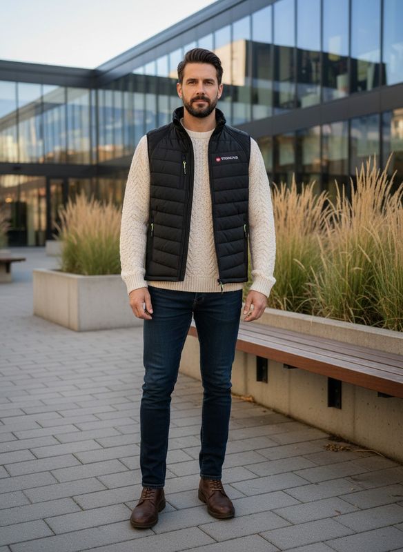 Trendab quiltad väst svart/svart