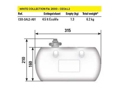 CESAL 2 OMP elsprinkler brandsläckningssystem för saloon bilar 4,25 l, vikt totalt 6,2 kg,