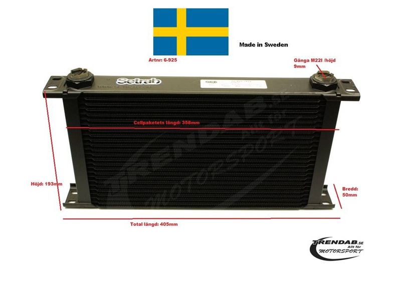 Oljekylare 25 rad cellpaket L: 358 mm H: 317 mm