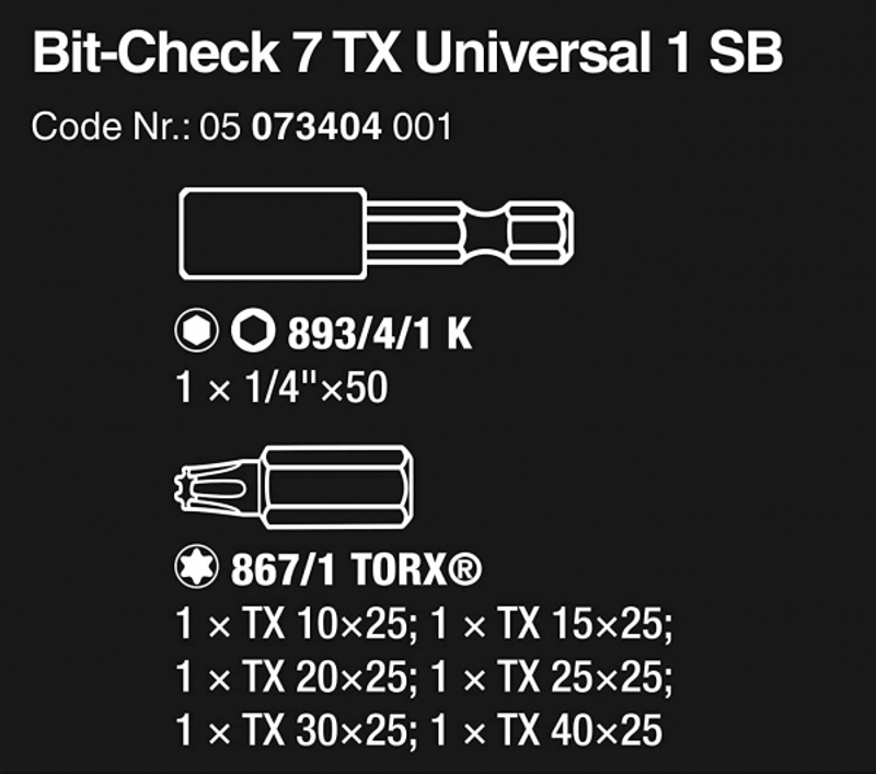 WERA Bit-Check 7 TX Universal 1 SB