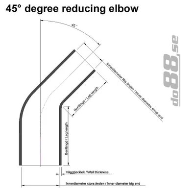 Silikonslang Svart 45° 3–3,25" (76–83 mm)