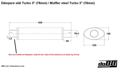Dämpare stål Turbo 3" (76mm)