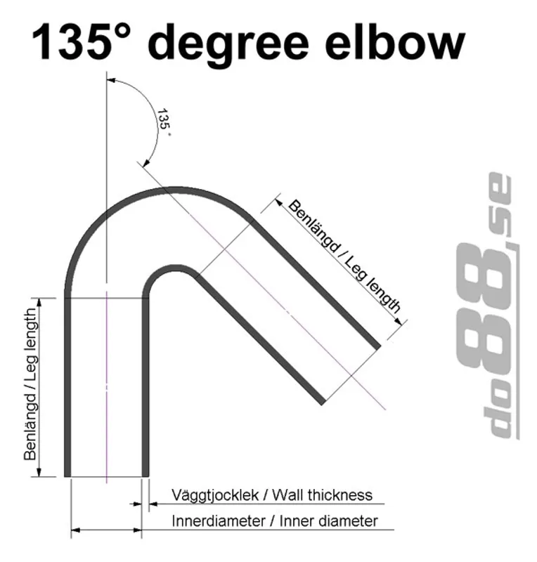 Silikonslang Svart 135° 0,625–0,75" (16–19mm)