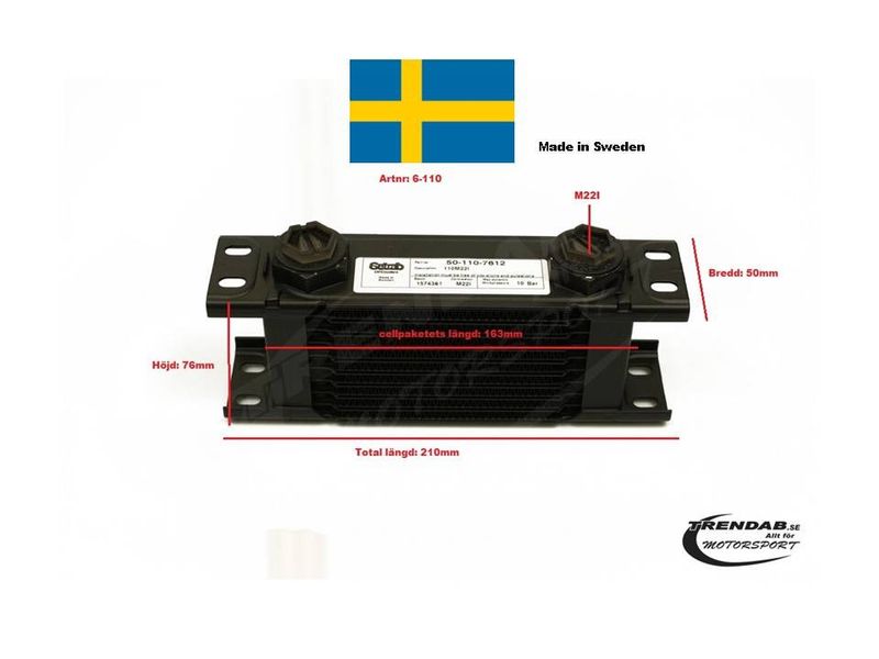 Oljekylare 10 rad cellpaketet L:163mm Höjd: 76 mm