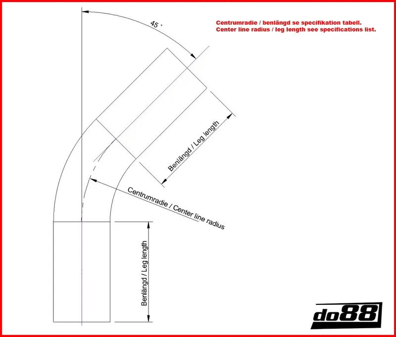 Aluminiumrör 45° 2,25" (57mm)
