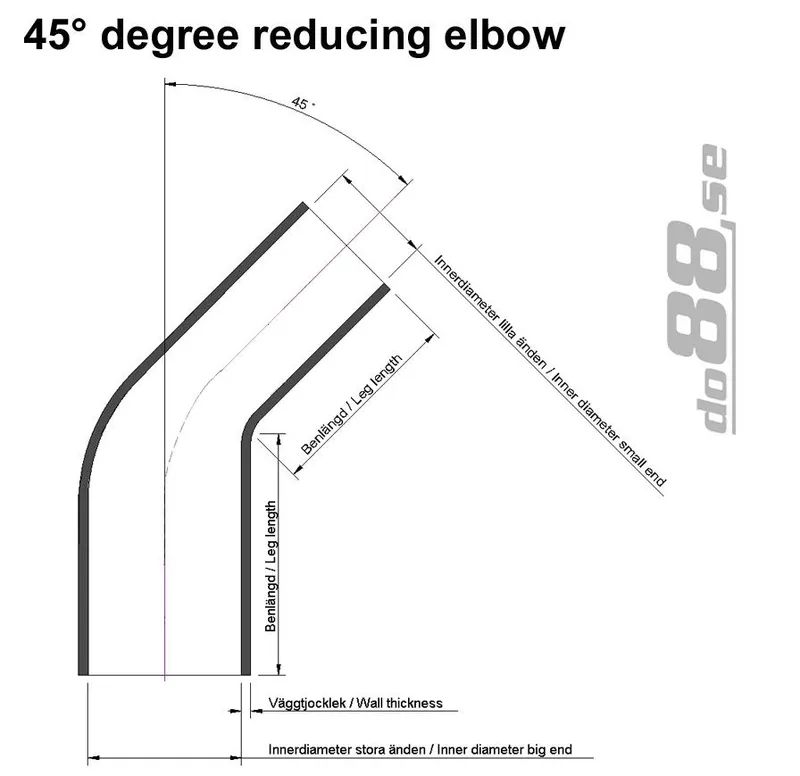 Silikonslang Röd 45° 3–4" (76–102mm)