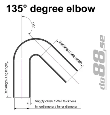 Silikonslang Svart 135° 2–2,25" (51–57mm)