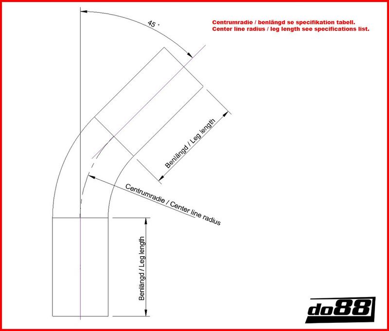 Aluminiumrör 45 grader 3tum (76mm)