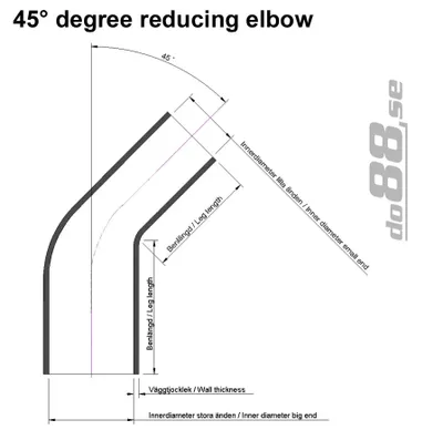 Silikonslang Svart 45° 3,25–4" (83–102 mm)