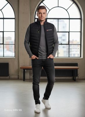 Trendab quiltad väst svart/svart