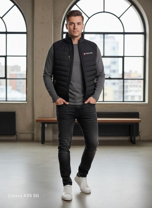 Trendab quiltad väst svart/svart