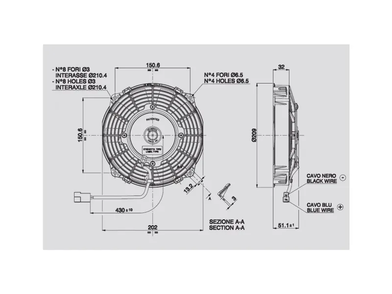 SPAL VA14-AP7/C-34A – 12V Sugande Axialfläkt 190 mm