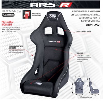 OMP ARS-R Glasfiber Racingstol FIA 8855-1999