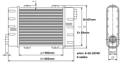 Oljekyl Slimline L:592  6rader