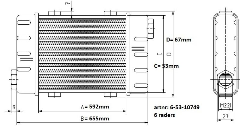 Oljekyl Slimline L:592  6rader