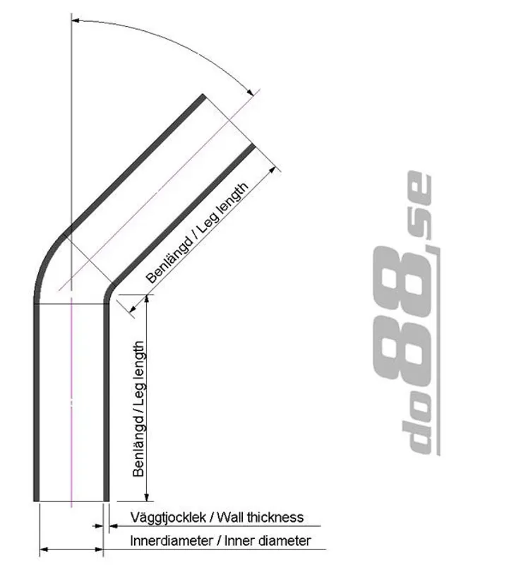 Silikonslang Blå 60° 1,875" (48mm)