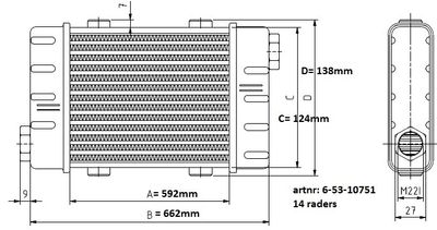 Oljekyl Slimline L:592mm 14rad