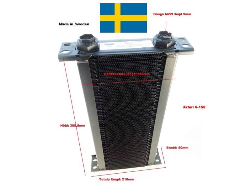 Oljekylare 50 rader cellpaket L:163 mm Höjd: 388,5 mm