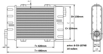 Oljekyl Slimline L:420mm 14rad