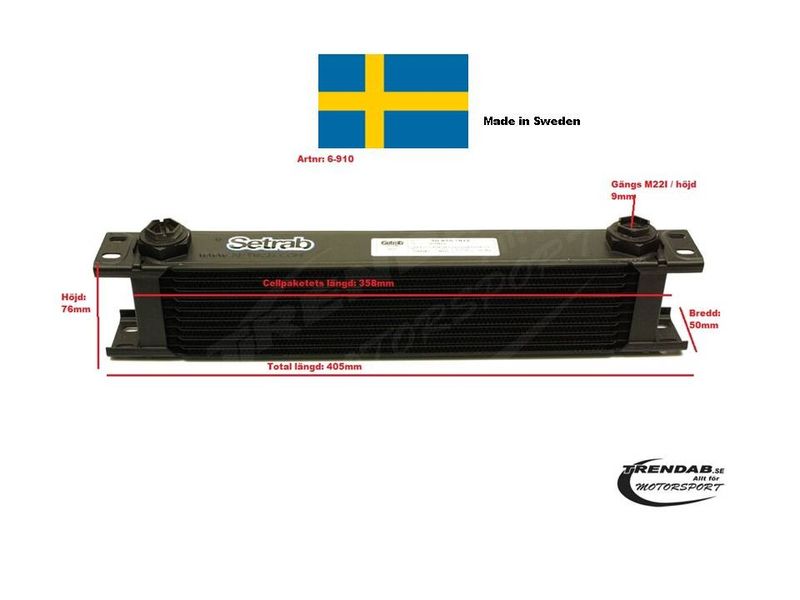 Oljekylare 10 rad cellpaket L: 358 mm H: 76 mm
