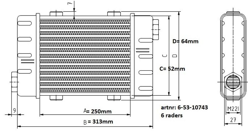 Setrab Slimline Oljekylare 6 Rader