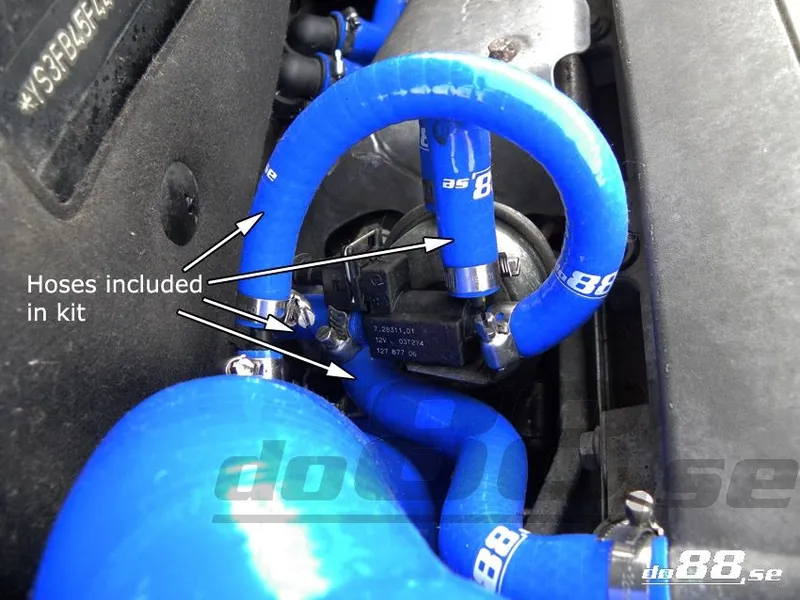 Saab 9-3 2.0T (03–) Magnetventil & vevvent slangar Svarta