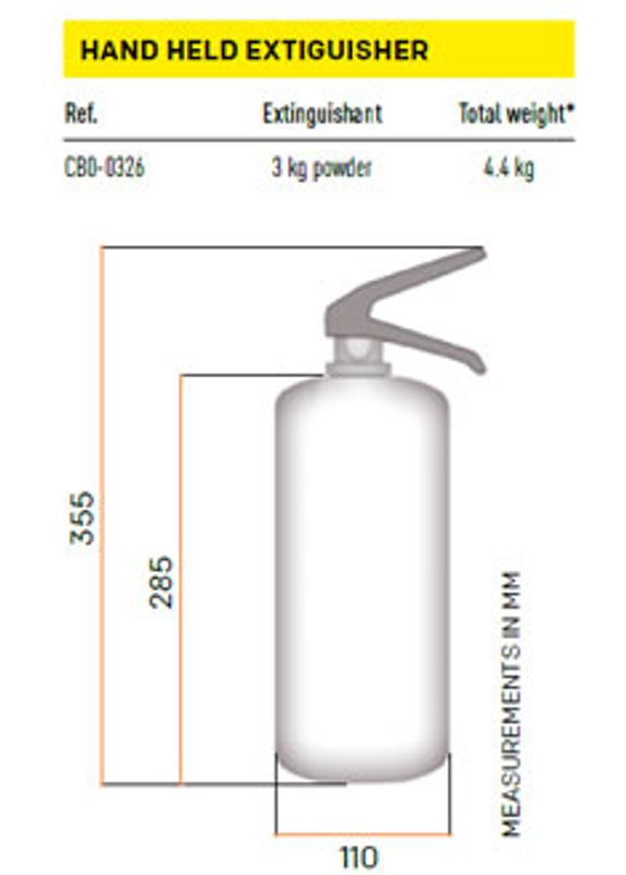 OMP CB0-0326 3 kg – Handbrandsläckare Pulver FIA Appendix J