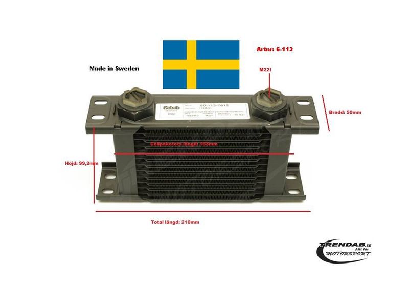 Oljekylare 13 rader cellpaket L: 163 mm H: 99,2 mm
