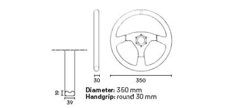 Ratt OMP Velocità Superleggero dia 350mm Plan Svart Mocka
