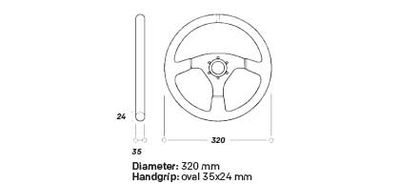 Ratt OMP 320 Alu S 320mm Plan Svart Mocka