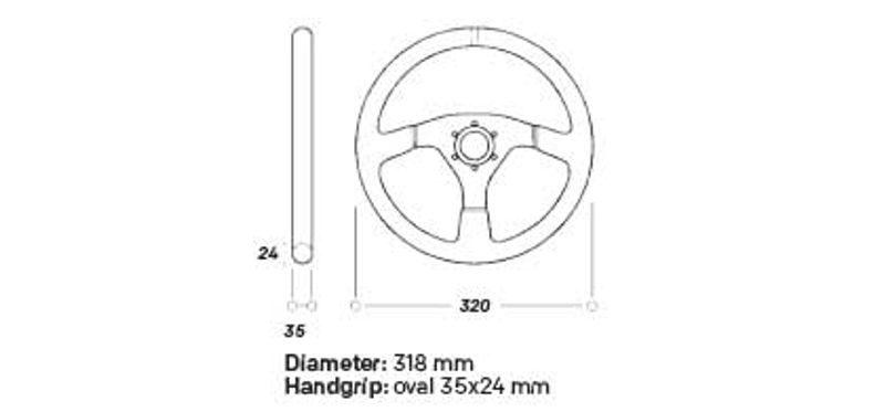 Ratt OMP 320 Alu Rally 320mm Plan Svart Mocka